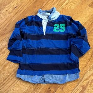 Blue and Black Striped Kids Shirt (Size 3T)